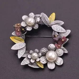 🌟 Classic Vintage Pearl Wreath Brooch - Festive Elegance Redefined 🌟