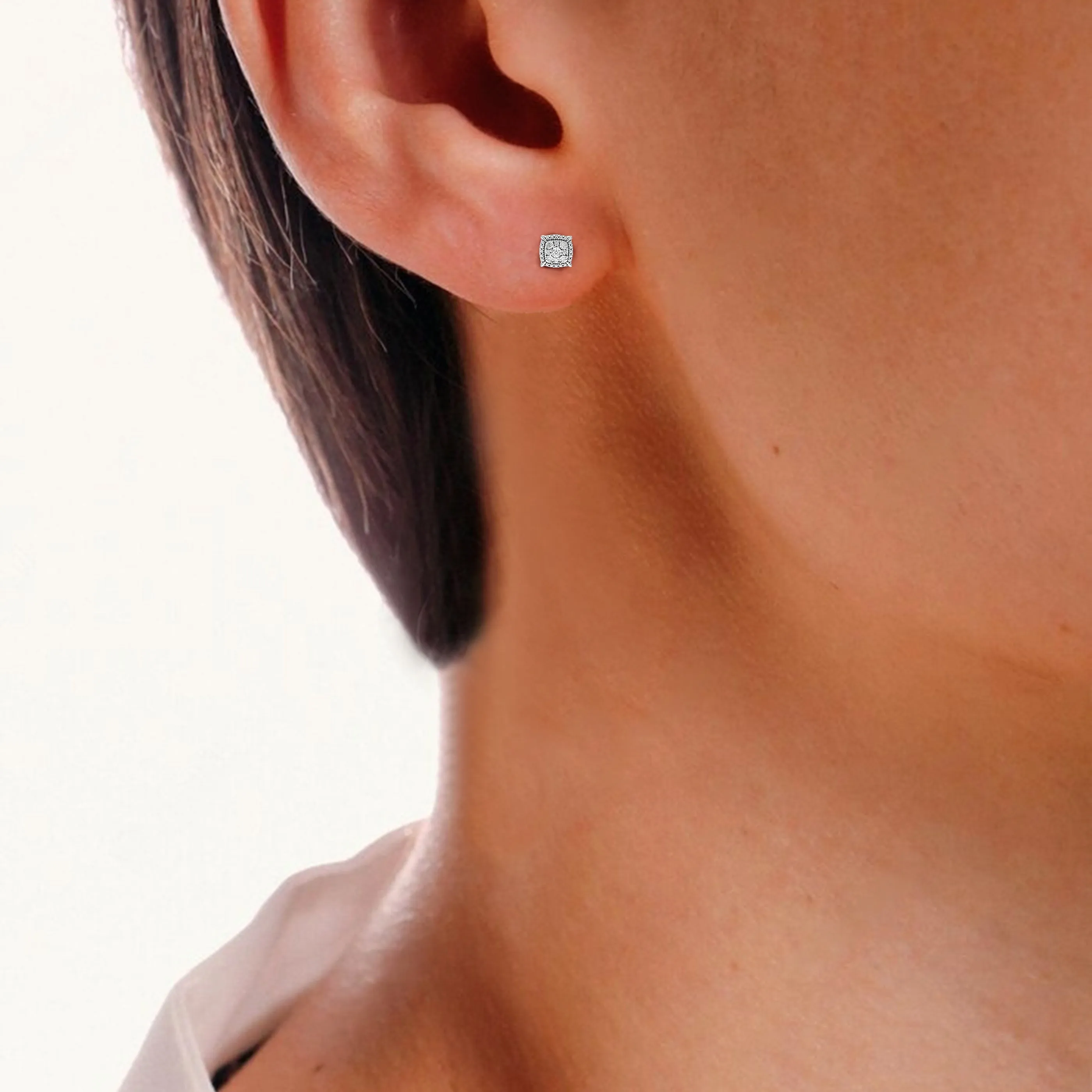 1/10 cttw Lab Grown Diamond Princess Stud Earring Sterling Silver