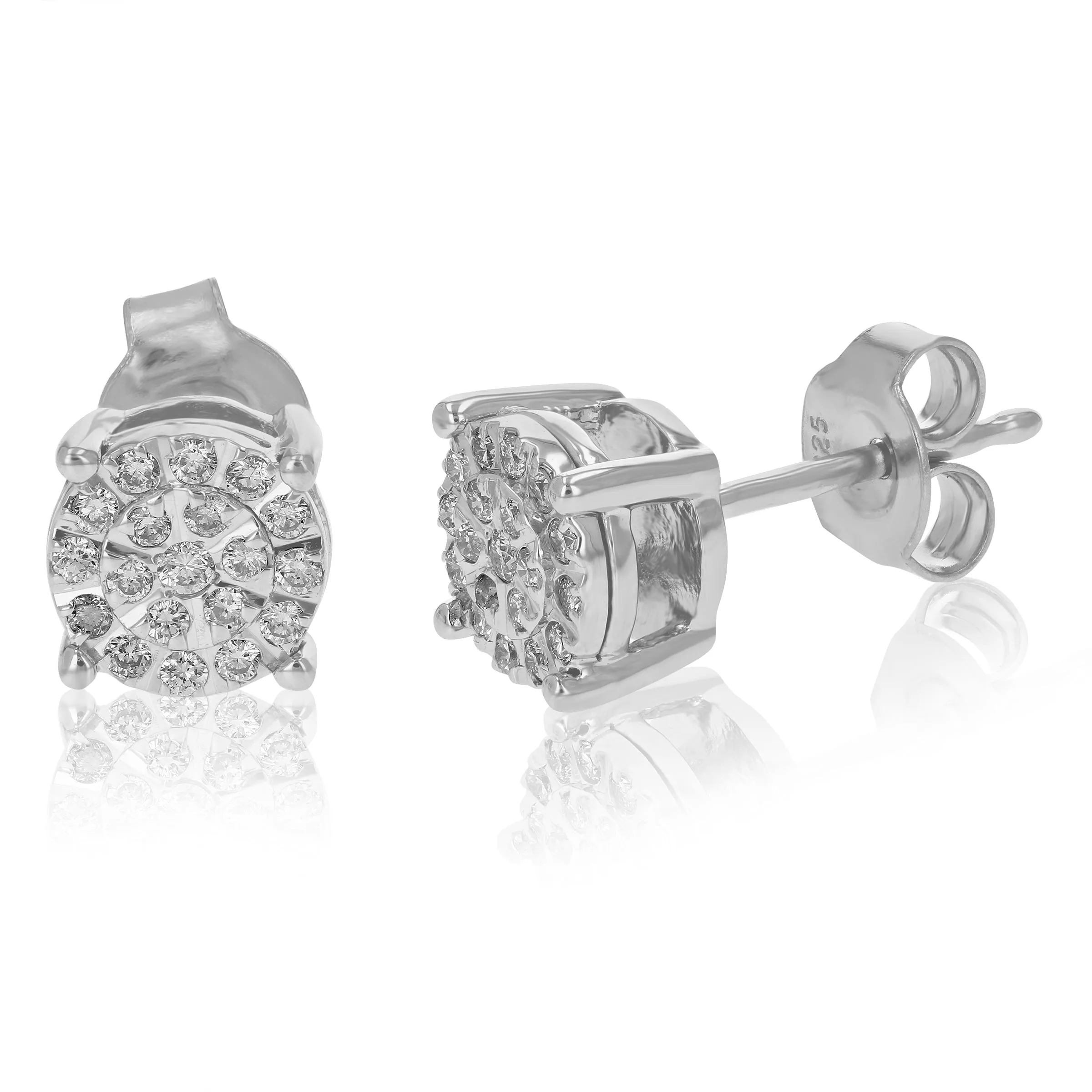 1/4 cttw Round Cut Lab Grown Diamond Stud Earrings in .925 Sterling Silver Prong Set