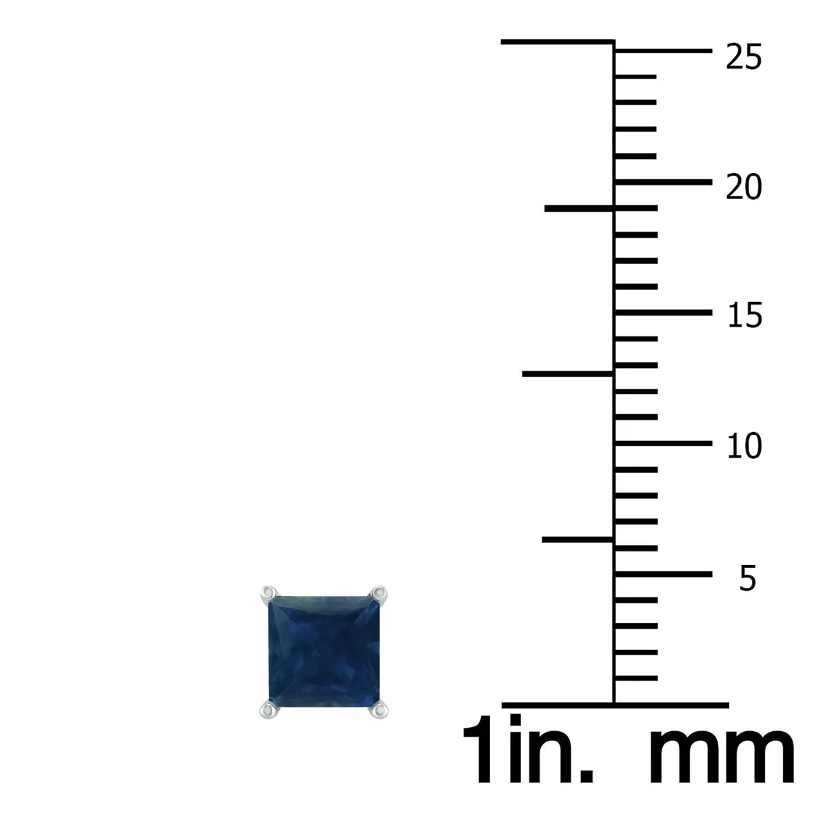 14K White Gold 4Mm Square Sapphire Gemstone Earrings