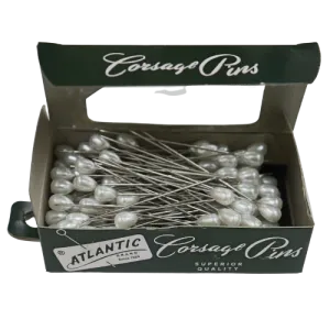 2 1/2" Atlantic Brand Pearl Shape Pearl White Corsage Pins | 144 Count
