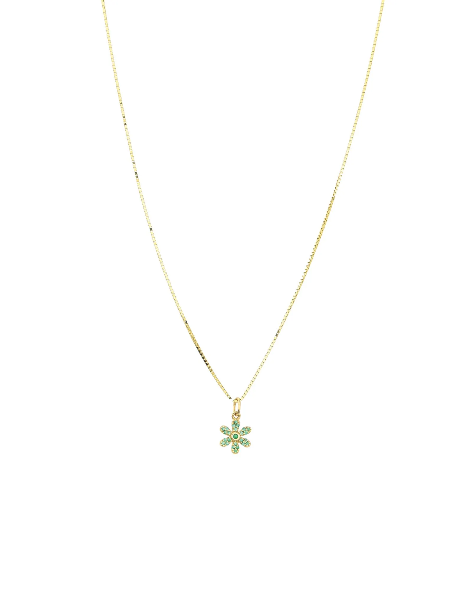 6 Petal Flower Stone Box Chain Necklace