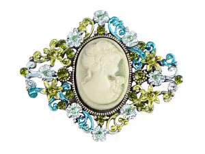 Alilang Diamond-Shape Cameo Crystal Rhinestone Fashionable Antique Inspired Brooch Pin