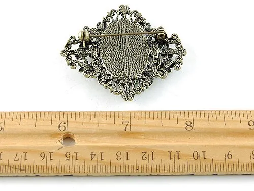 Alilang Diamond-Shape Cameo Crystal Rhinestone Fashionable Antique Inspired Brooch Pin