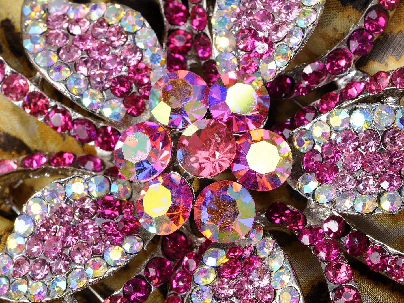 Alilang Lily Floral Flower Pink Crystal Rhinestone Fashion Statement Hawaiian Brooch Pin