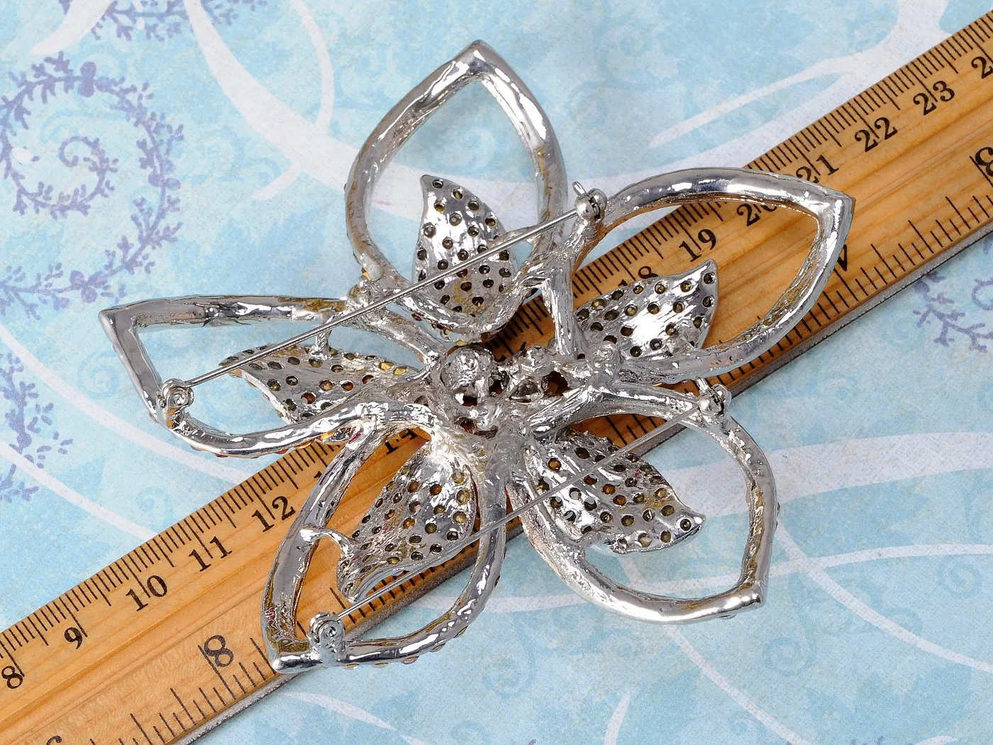Alilang Lily Floral Flower Pink Crystal Rhinestone Fashion Statement Hawaiian Brooch Pin