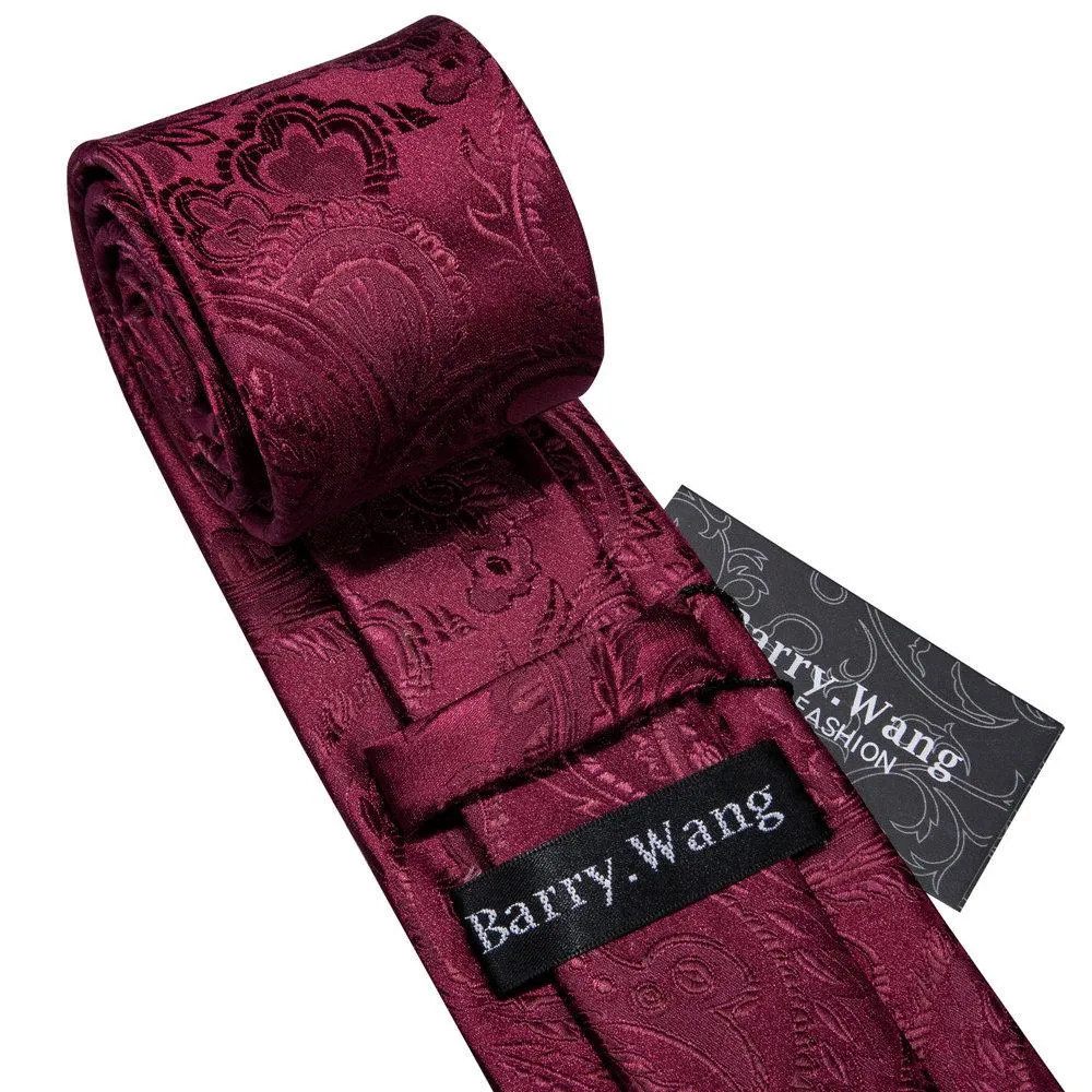Barry Wang Red Floral Tie Pocket Square Cufflinks Set 8.5cm Brooches