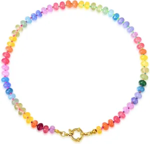 Beaded Gemstone Necklace For Women, Boho Choker, Rainbow Gemstone Necklaces, Handmade Jewelry Gift