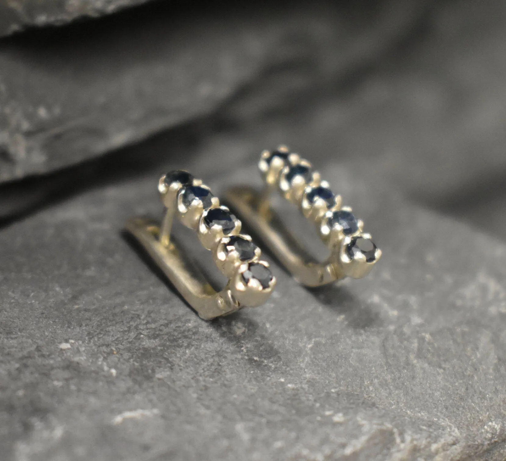Blue Bar Earrings - Natural Sapphire Earrings, September Birthstone Earrings