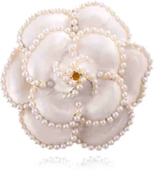 Camellia Flower Pearl Brooches Pins Fashion Beautiful Black White Enamel Floral Brooch Good Idea for Party Dance Wedding Banquet for Elegant Women Girl