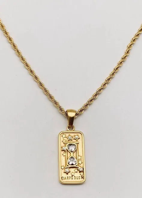 Carpe Diem Tarot Card Pendant | Gold