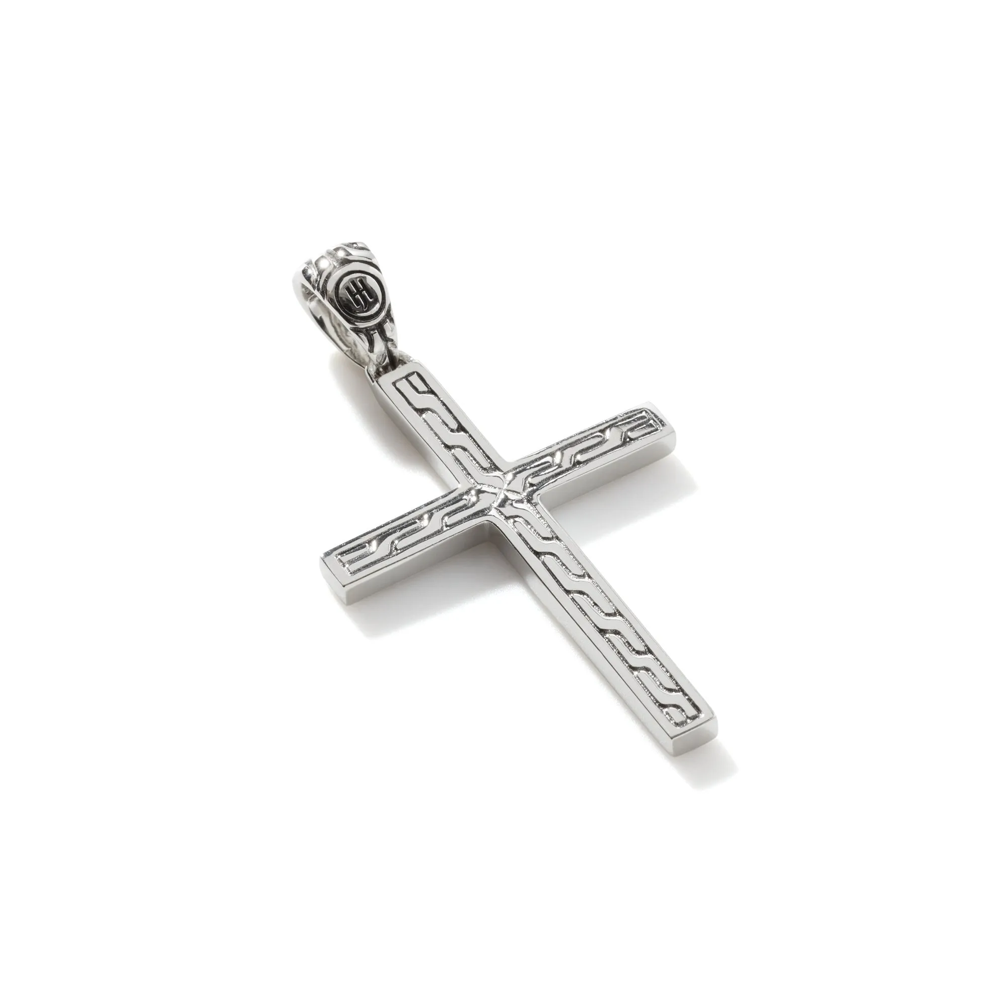 Carved Silver Jawan Cross Pendant