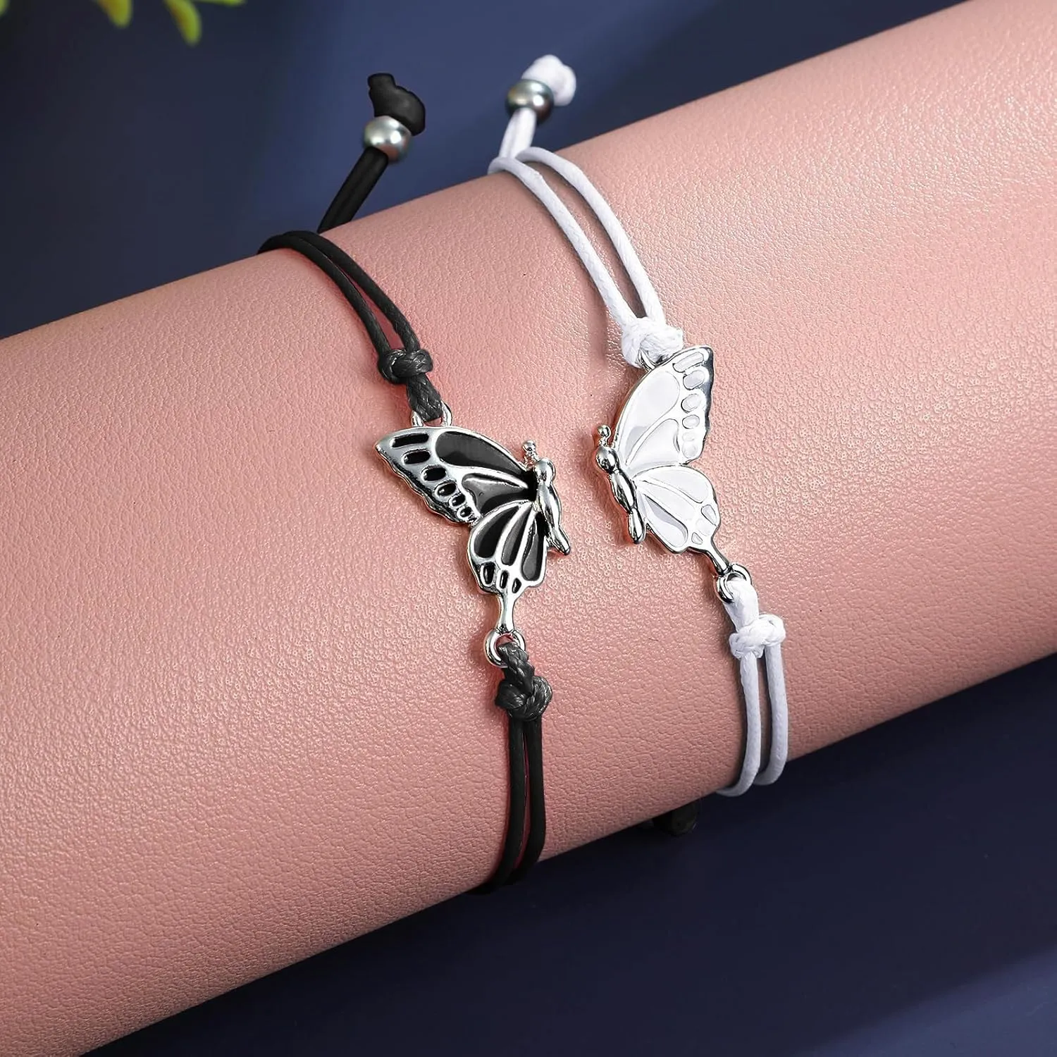 CJIAYUJEW Butterfly Matching Bracelets for Women CouplesAdjustable Strand Best Friends Bracelet Handmade Charm Friendship Bracelets Jewelry