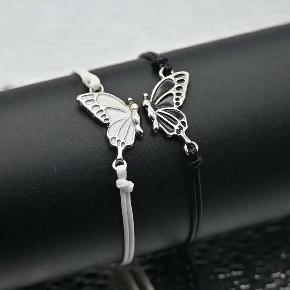 CJIAYUJEW Butterfly Matching Bracelets for Women CouplesAdjustable Strand Best Friends Bracelet Handmade Charm Friendship Bracelets Jewelry
