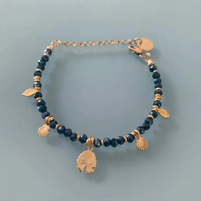 Clover Women's Gourmet Bracelet with Gold Plated Beads and Charms