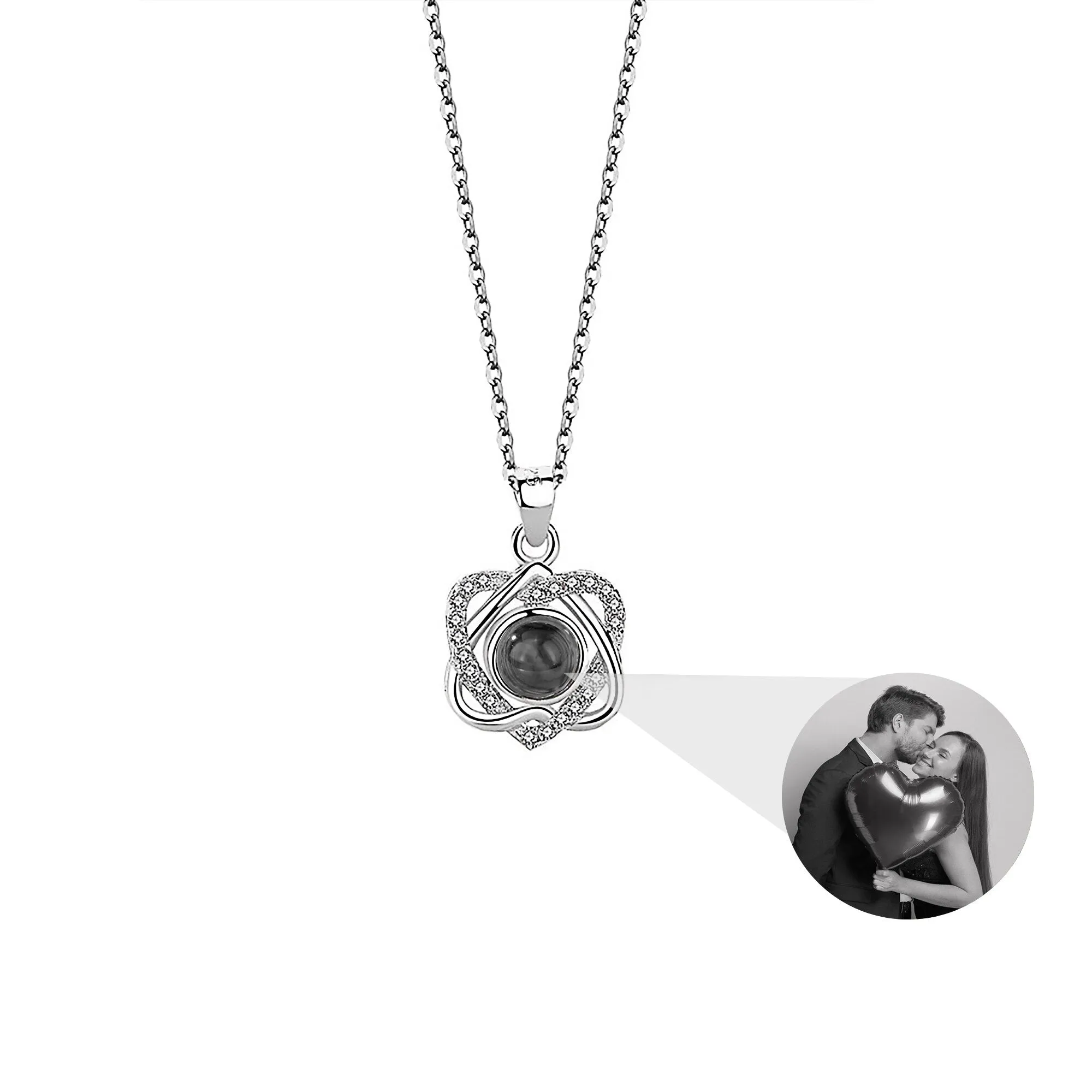 Customized photo projectionNecklace Heart Pendant Wedding Romantic Memory Projection Necklace
