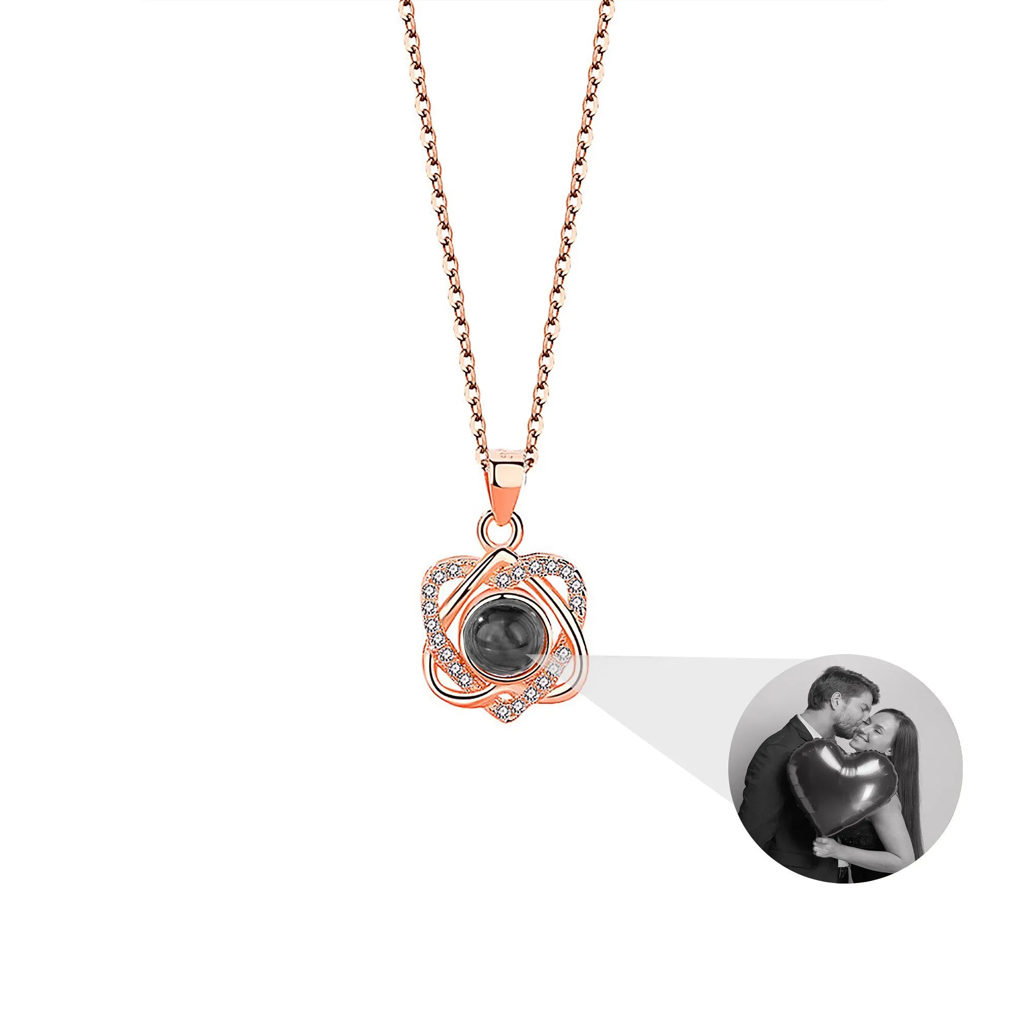 Customized photo projectionNecklace Heart Pendant Wedding Romantic Memory Projection Necklace