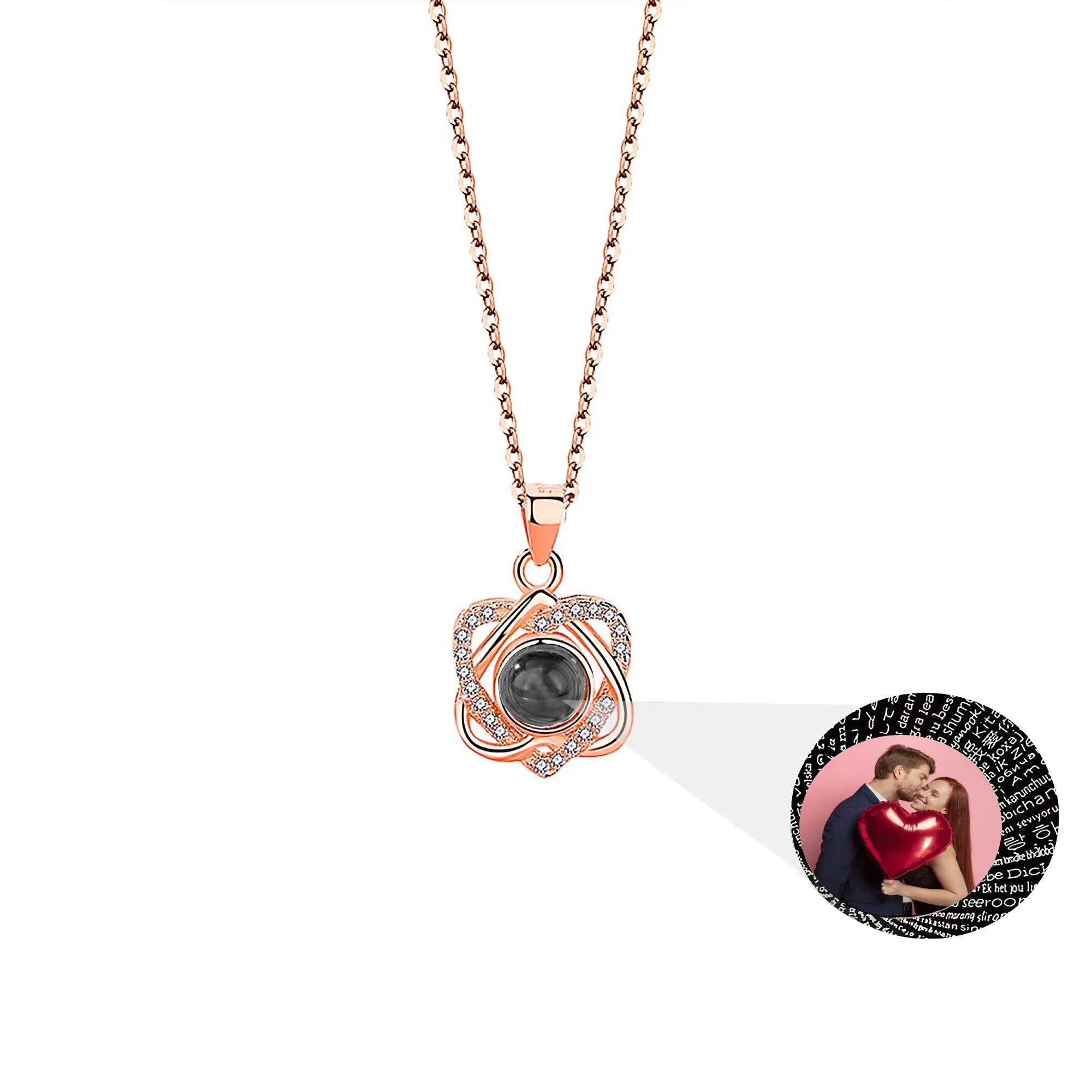 Customized photo projectionNecklace Heart Pendant Wedding Romantic Memory Projection Necklace