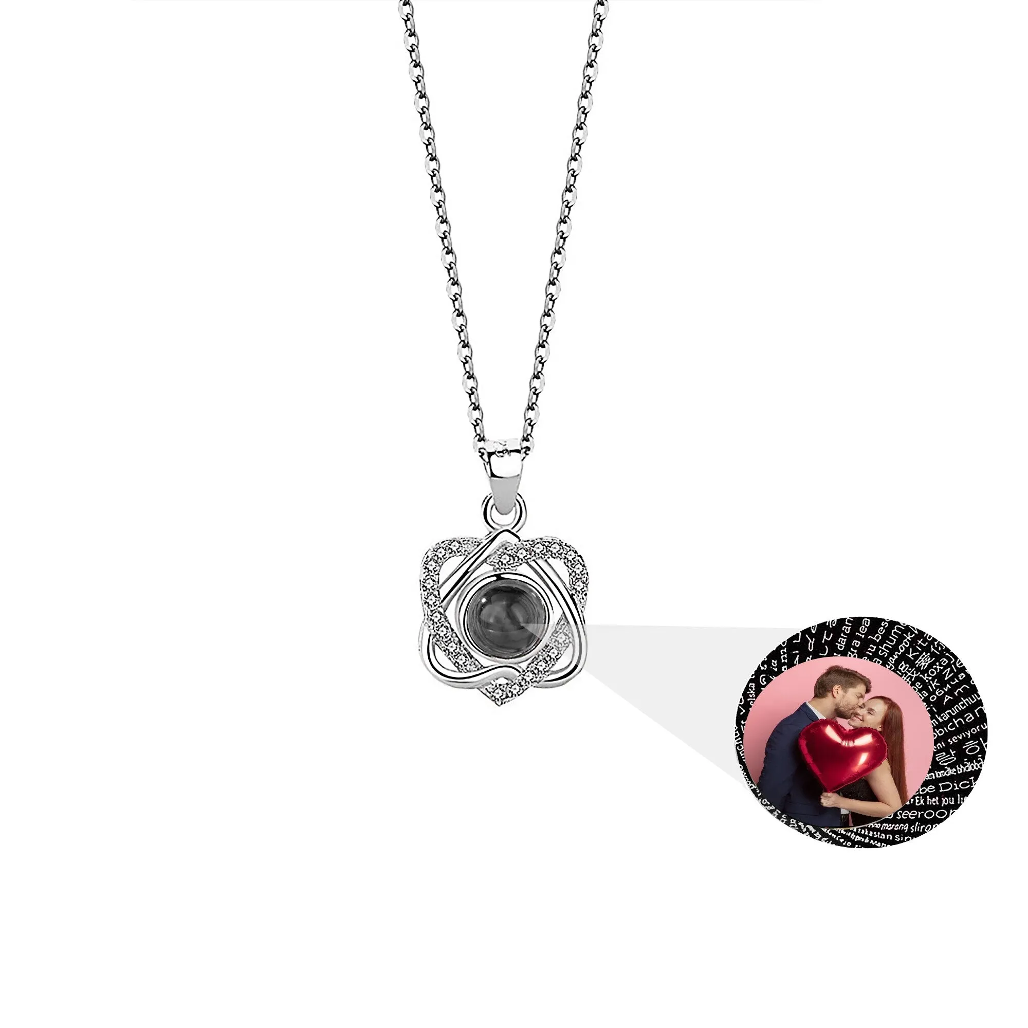 Customized photo projectionNecklace Heart Pendant Wedding Romantic Memory Projection Necklace