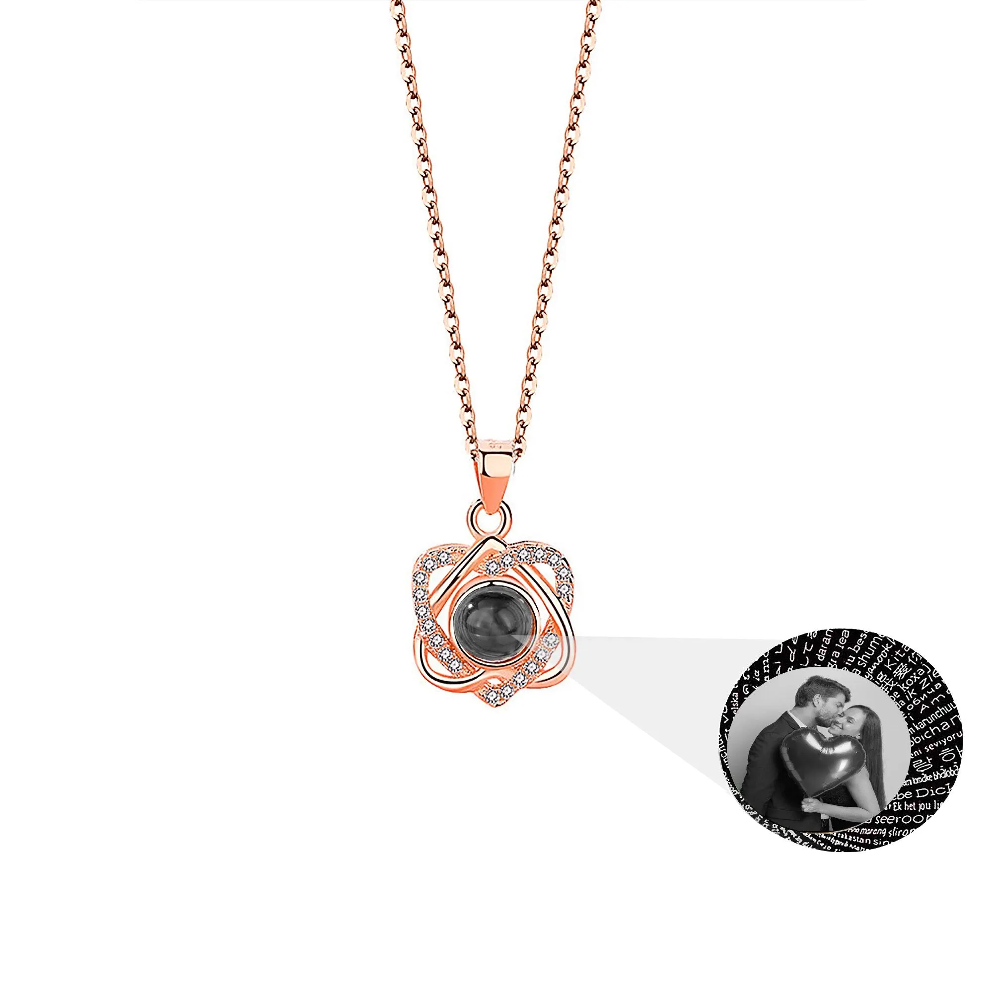 Customized photo projectionNecklace Heart Pendant Wedding Romantic Memory Projection Necklace