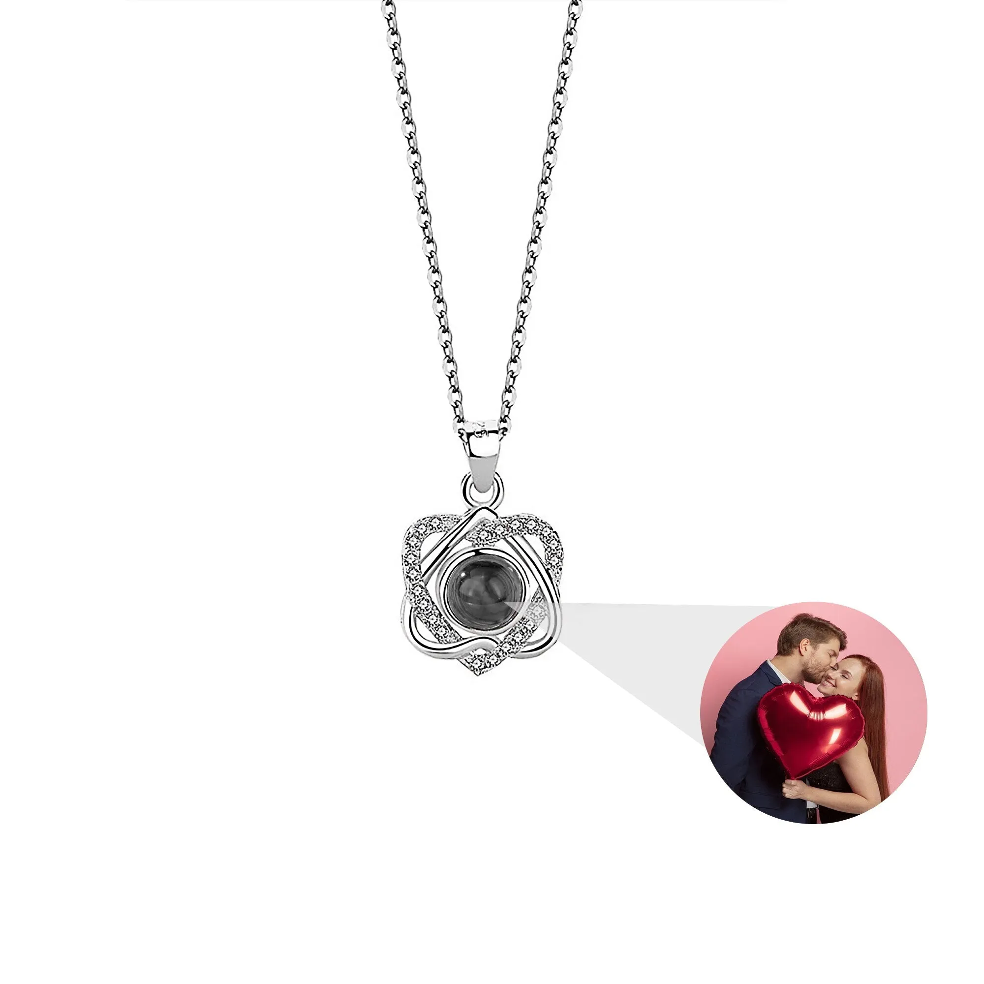 Customized photo projectionNecklace Heart Pendant Wedding Romantic Memory Projection Necklace