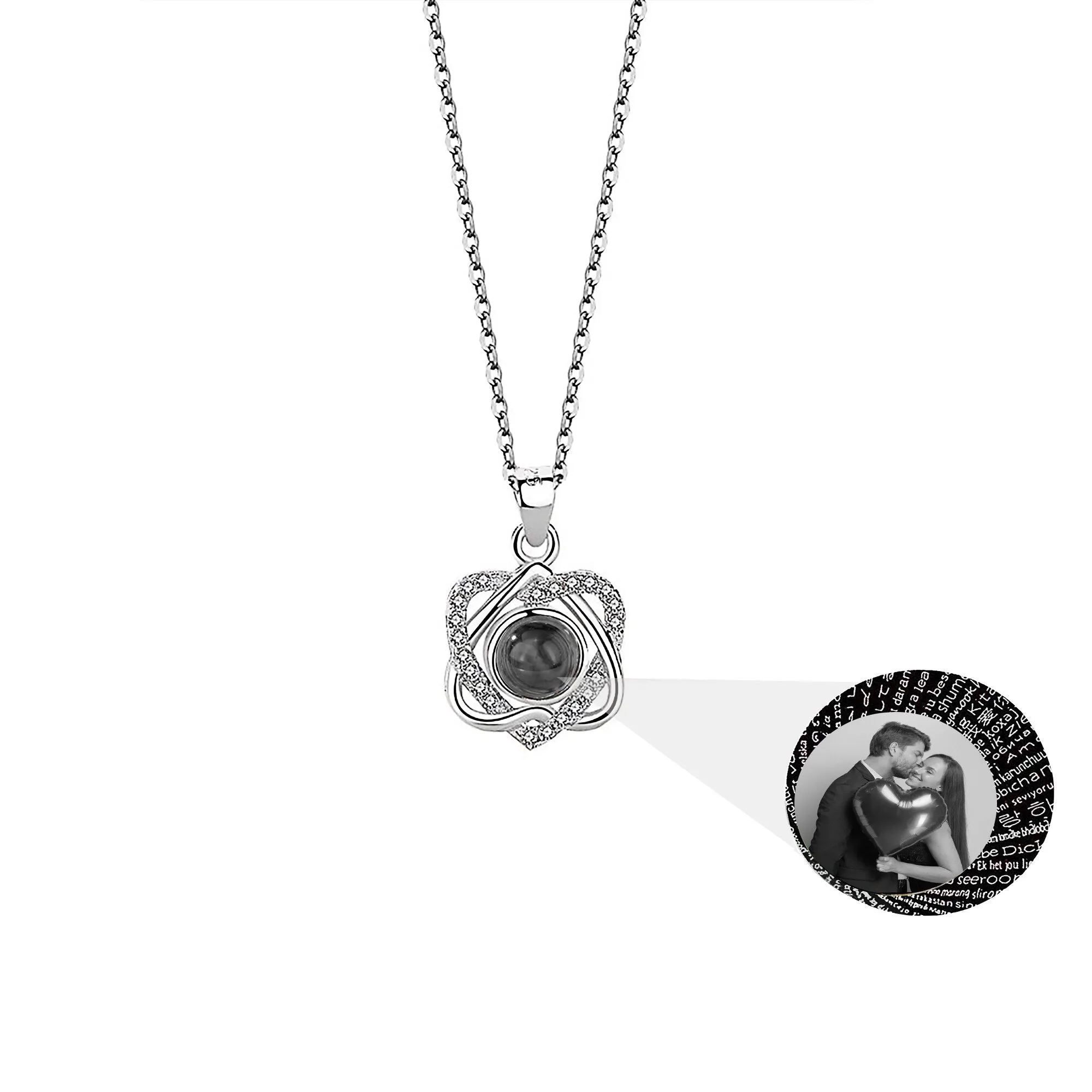 Customized photo projectionNecklace Heart Pendant Wedding Romantic Memory Projection Necklace