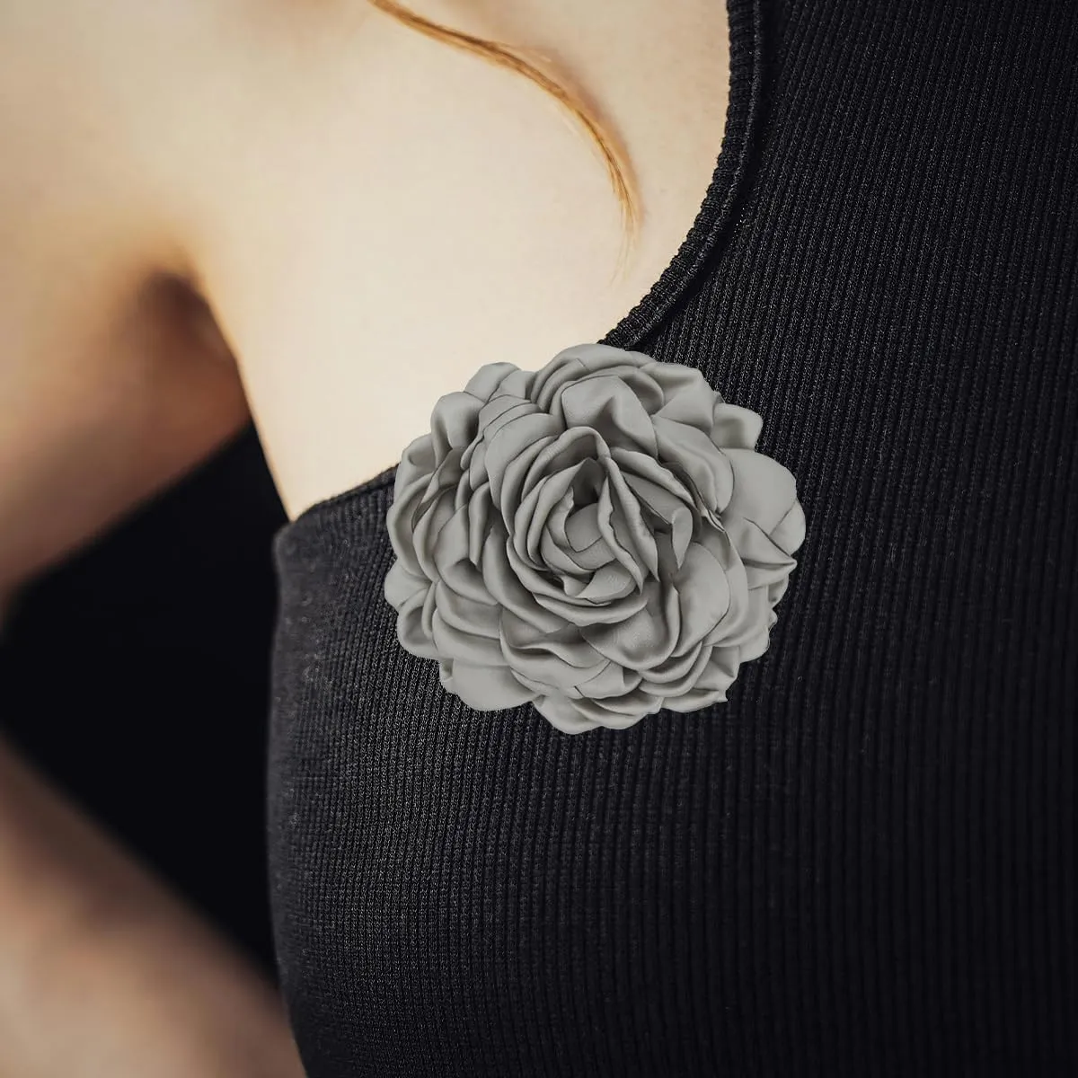 Delicate Large Flower Brooch - Burnt Edge Peony Pure Corsage for Weddings Mother's Day Jewelry