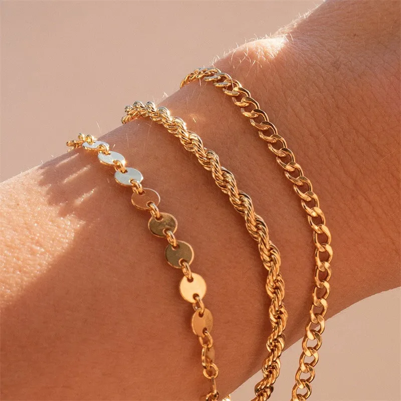 European And American Gold-plated Twist Chain Bracelet