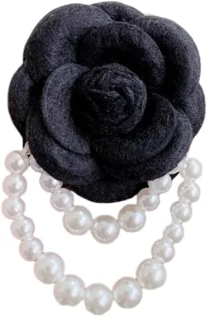 Fabric Camellia Flower Brooch Pins Pearl Tassel Corsage Shirt Collar Clothing Accessories Party Wedding Gifts Jewelry Brooches for Women