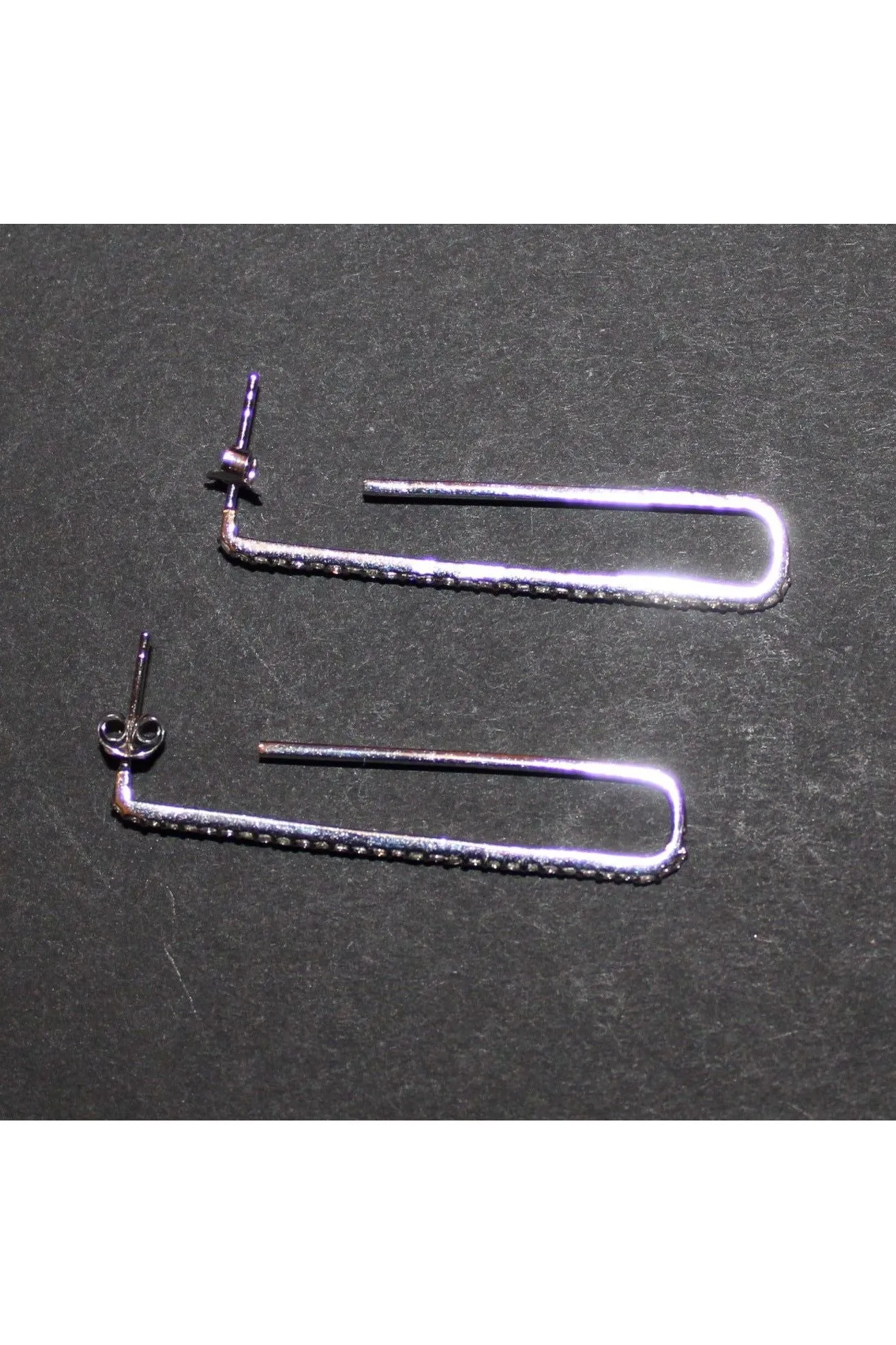 FC Creations Earrings 14K Gold Diamond Paper Clip Posts  | White Gold .046 Carats | Clearance Final Sale