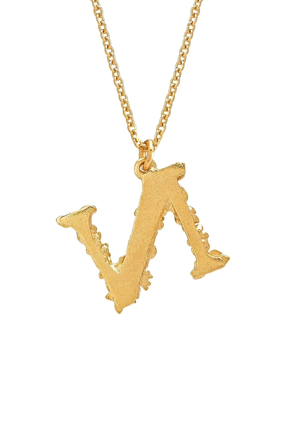 Floral Letter N Necklace Gold Plate