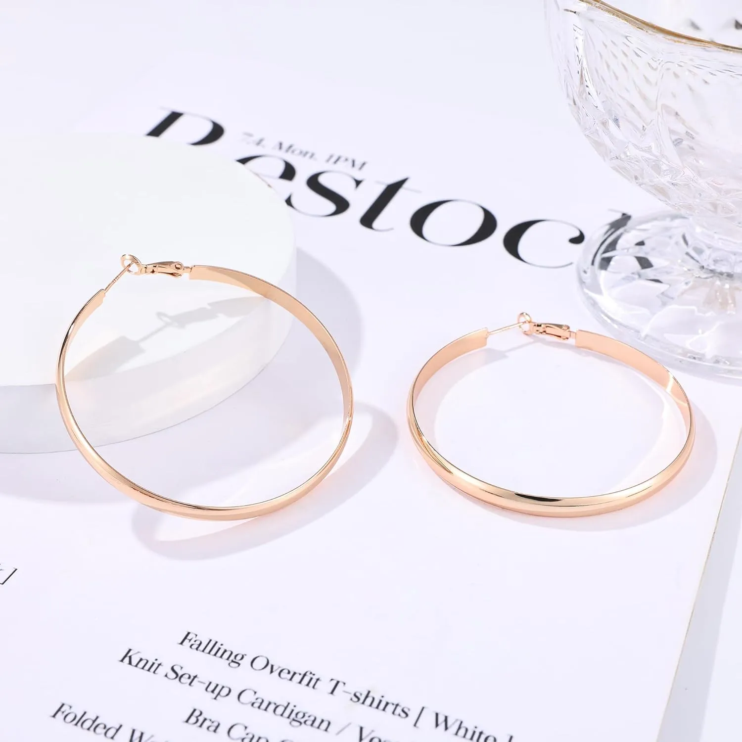 Gacimy Gold Hoop Earrings for Women, 14k Real Gold Plated with 925 Sterling Silver Post, Hypoallergenic Lightweight Thick Hoops Earrings for Women Trendy