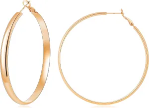 Gacimy Gold Hoop Earrings for Women, 14k Real Gold Plated with 925 Sterling Silver Post, Hypoallergenic Lightweight Thick Hoops Earrings for Women Trendy