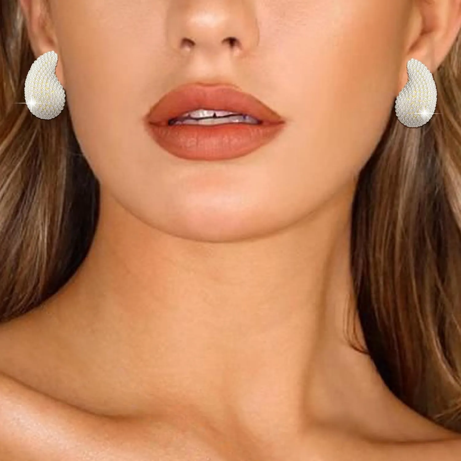 Gold Crystal Chunky Hoop Earrings for Women Sparkly Colours Rhinestone Waterdrop Teardrop Earrings Fashion Jewelry for Women