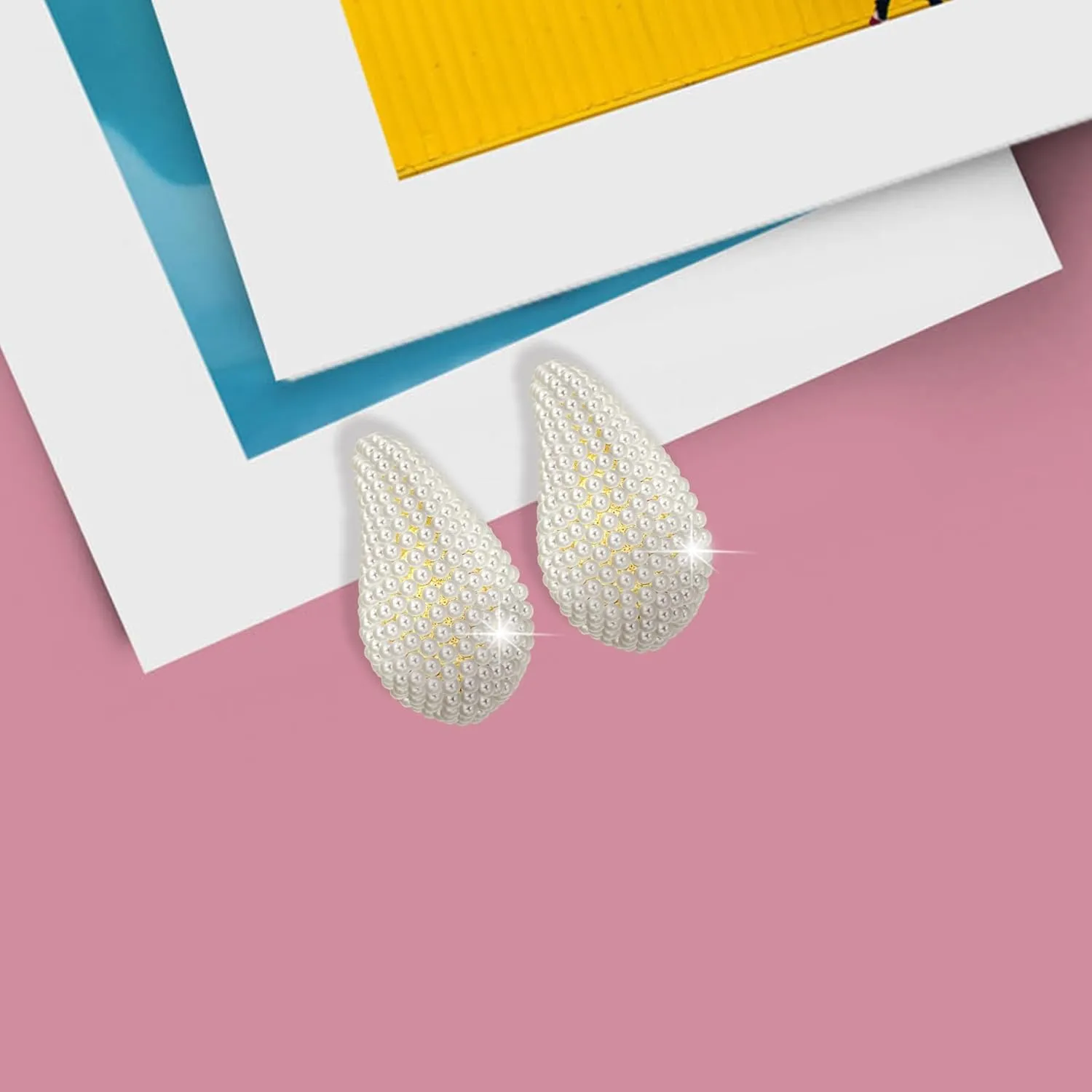 Gold Crystal Chunky Hoop Earrings for Women Sparkly Colours Rhinestone Waterdrop Teardrop Earrings Fashion Jewelry for Women