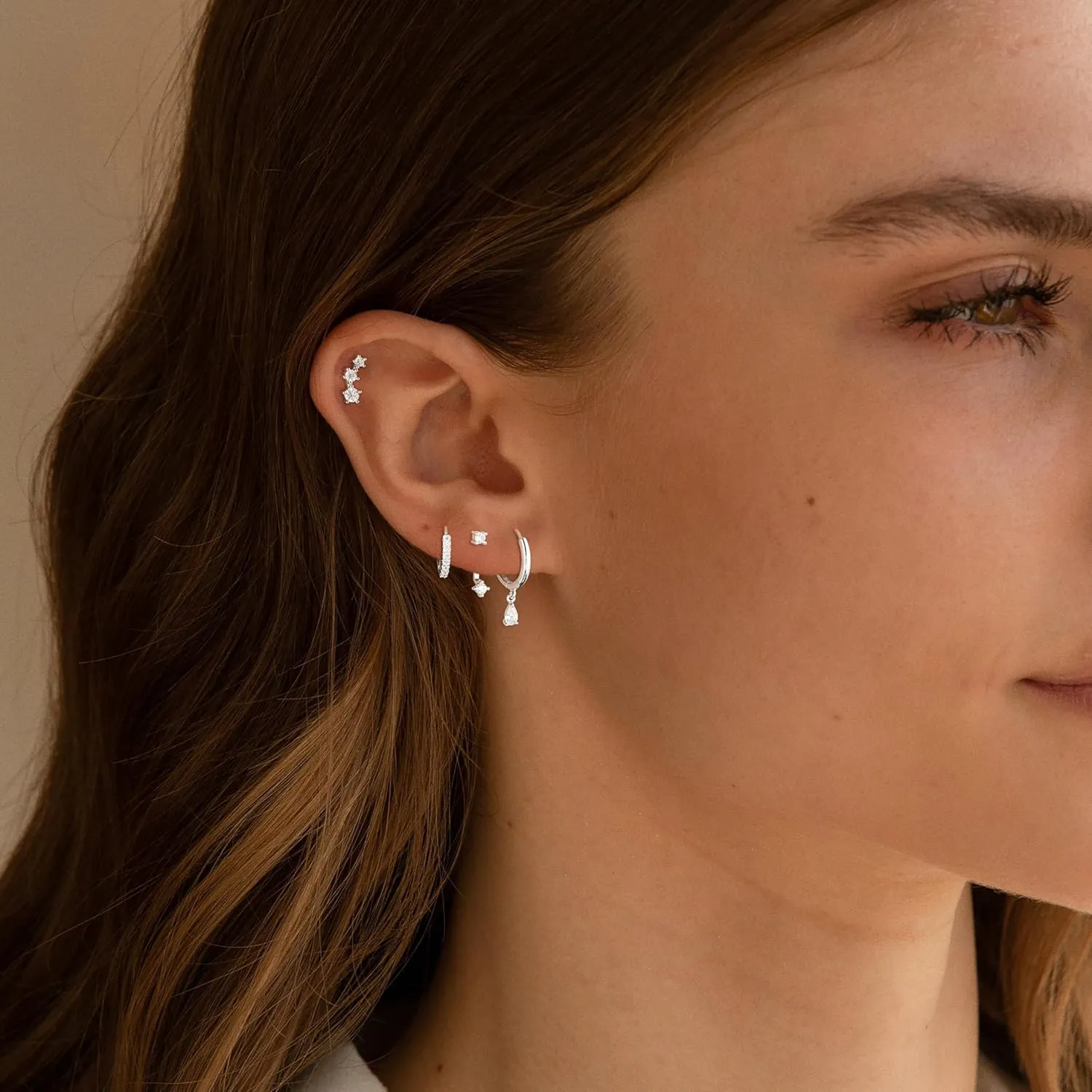 Gold Hoop Earrings for Women, 14K Gold/Sterling Silver Plated Earring Sets for Women Dainty Huggie Hoop Earrings for Multiple Piercing Hypoallergenic Small Dangle Drop Stud Earrings Cartilage Earring Set Jewelry for Women