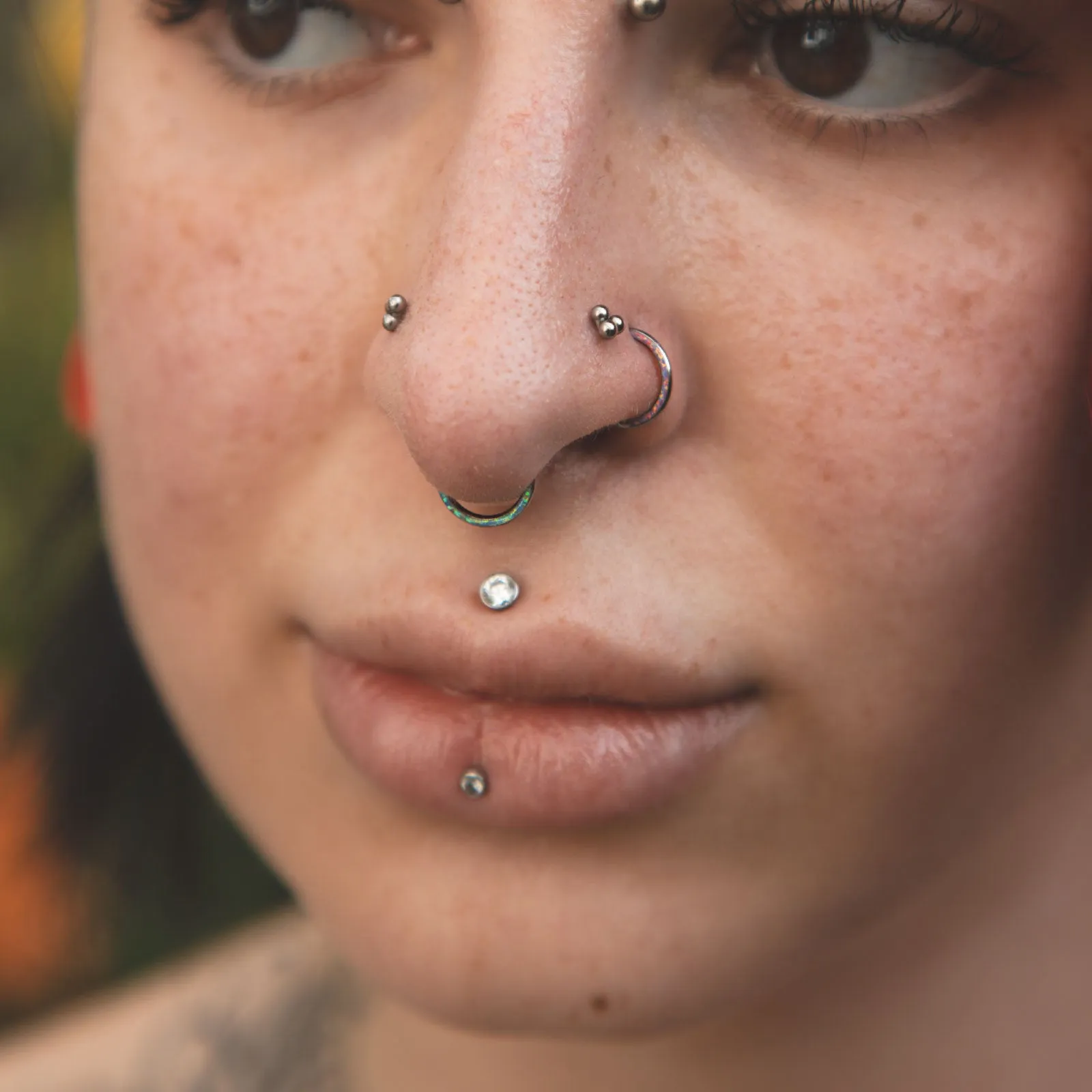 Inlaid Rose Pink Synth Opal Titanium Septum Clicker
