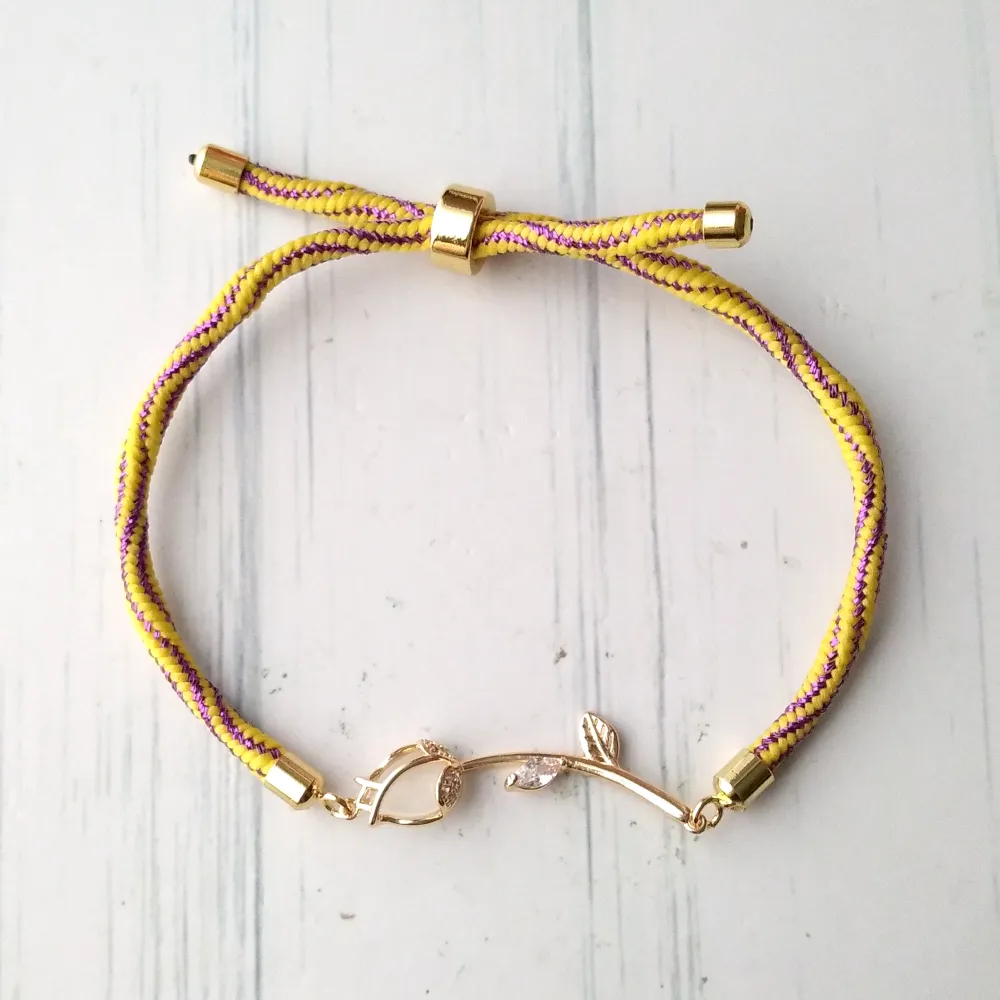 Kelly Moonstone Rose Metallic Corded Slider Bracelet
