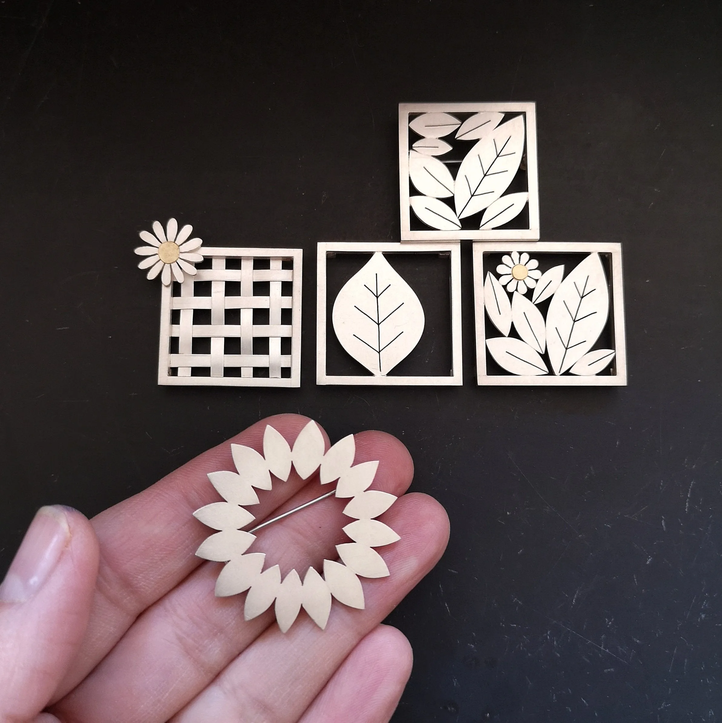 Little Square Leafy Brooch