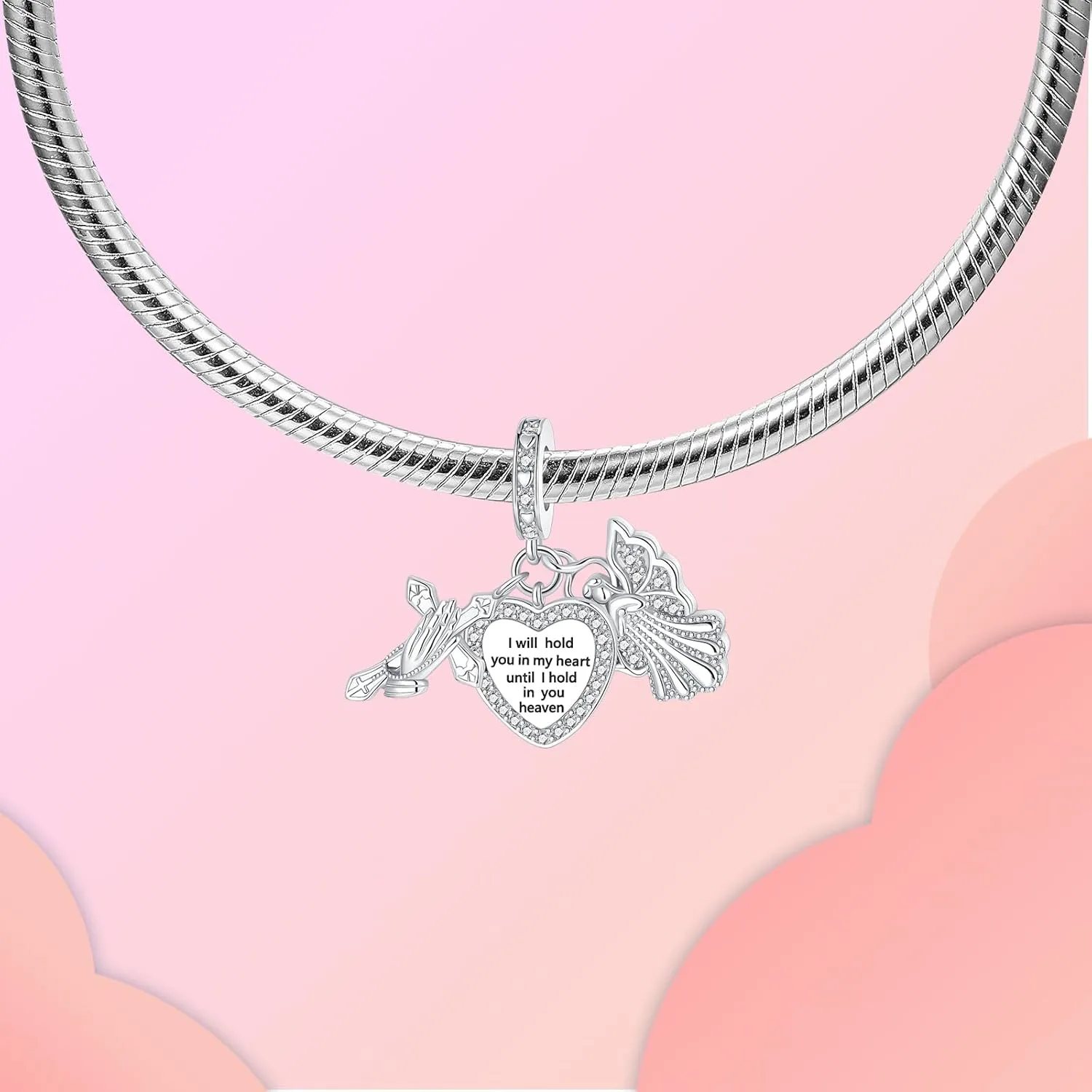 Love You Best Friend Grandma Wife Heart Charm 925 Sterling Silver Charms Fit for Bracelets Necklace Jewelry Gift for Women