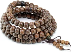 Natural African Senna Siamea Wood 8mm 108 Mala Beads, Spiritual, Meditation Beads, Reiki, Japa Mala, Buddhist Prayer Beads, Yoga Bracelet, healing beads LKMALA-RRGU-2846