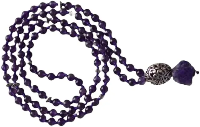 Natural Amethyst 8mm 108 Mala Beads, Spiritual, Meditation Beads, Reiki, Japa Mala, Buddhist Prayer Beads, Yoga Bracelet, healing beads LKMALA-RRGU-1704