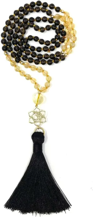 Natural brown smoky quartz & yellow citrine 6mm 108 Mala Beads, Spiritual, Meditation Beads, Reiki, Japa Mala, Buddhist Prayer Beads, Yoga Bracelet, healing beads LKMALA-RRGU-1948