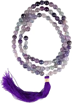 Natural Rainbow FLUORITE 8mm 108 Mala Beads, Spiritual, Meditation Beads, Reiki, Japa Mala, Buddhist Prayer Beads, Yoga Bracelet, healing beads LKMALA-RRGU-3083