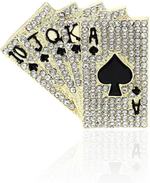 Poker Brooch Pins for Women, Hip Hop Playing Cards Brooch Pin, Cute Royal Flush Brooch Lapel Pin, Punk Rock Poker Cards Brooches Pins for Women Hat Bag Suit Dress Accessories