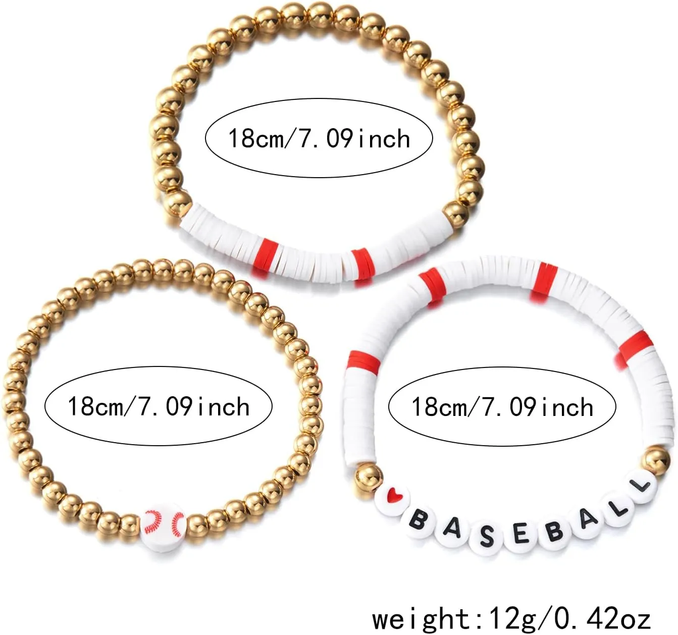 RINHOO Football Baseball Soccer Heishi Clay Beaded Bracelets Stackable Stretch Sports Theme Charm Bracelets for Women Game Day Jewelry Gifts