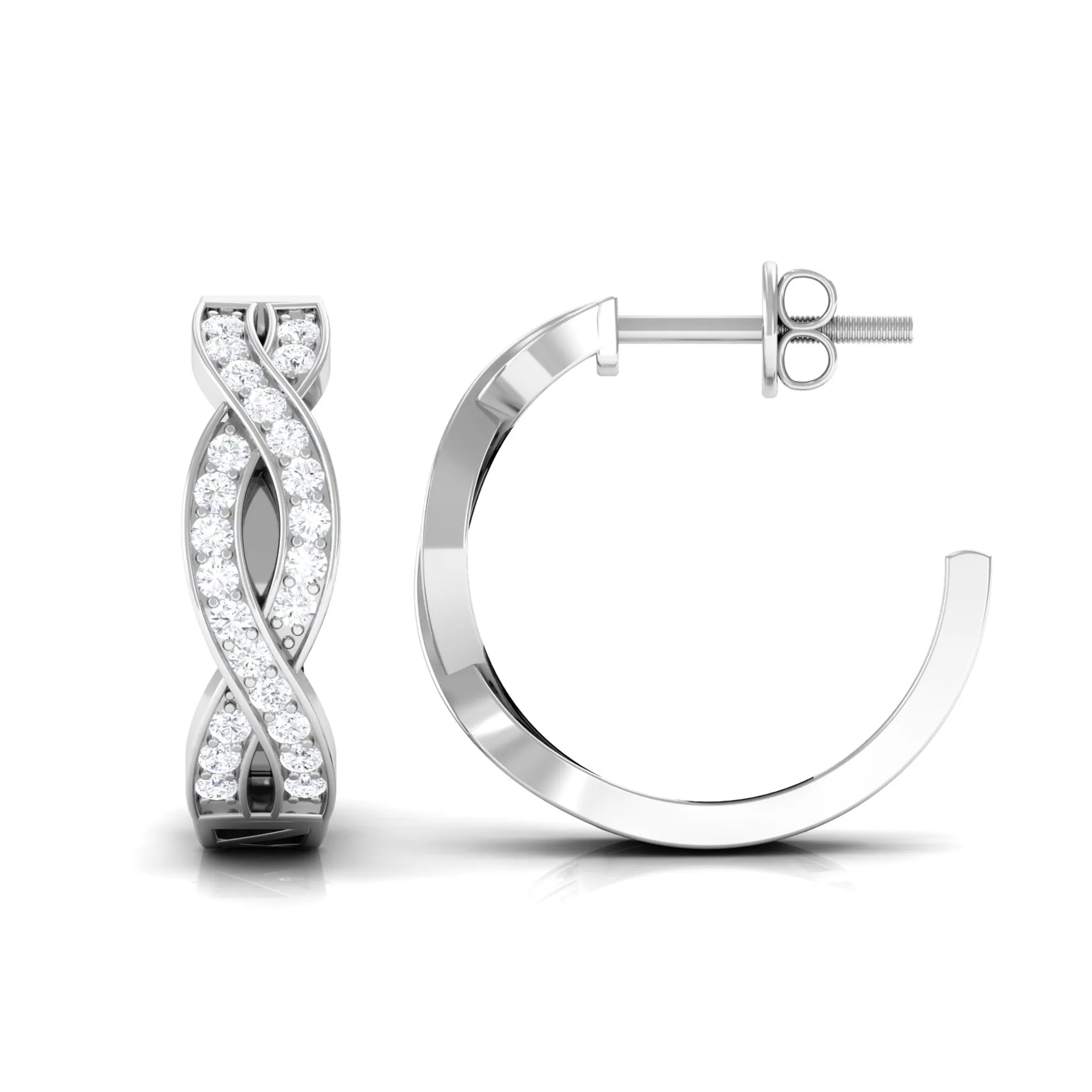 Round Diamond Infinity Hinged Hoop Earrings