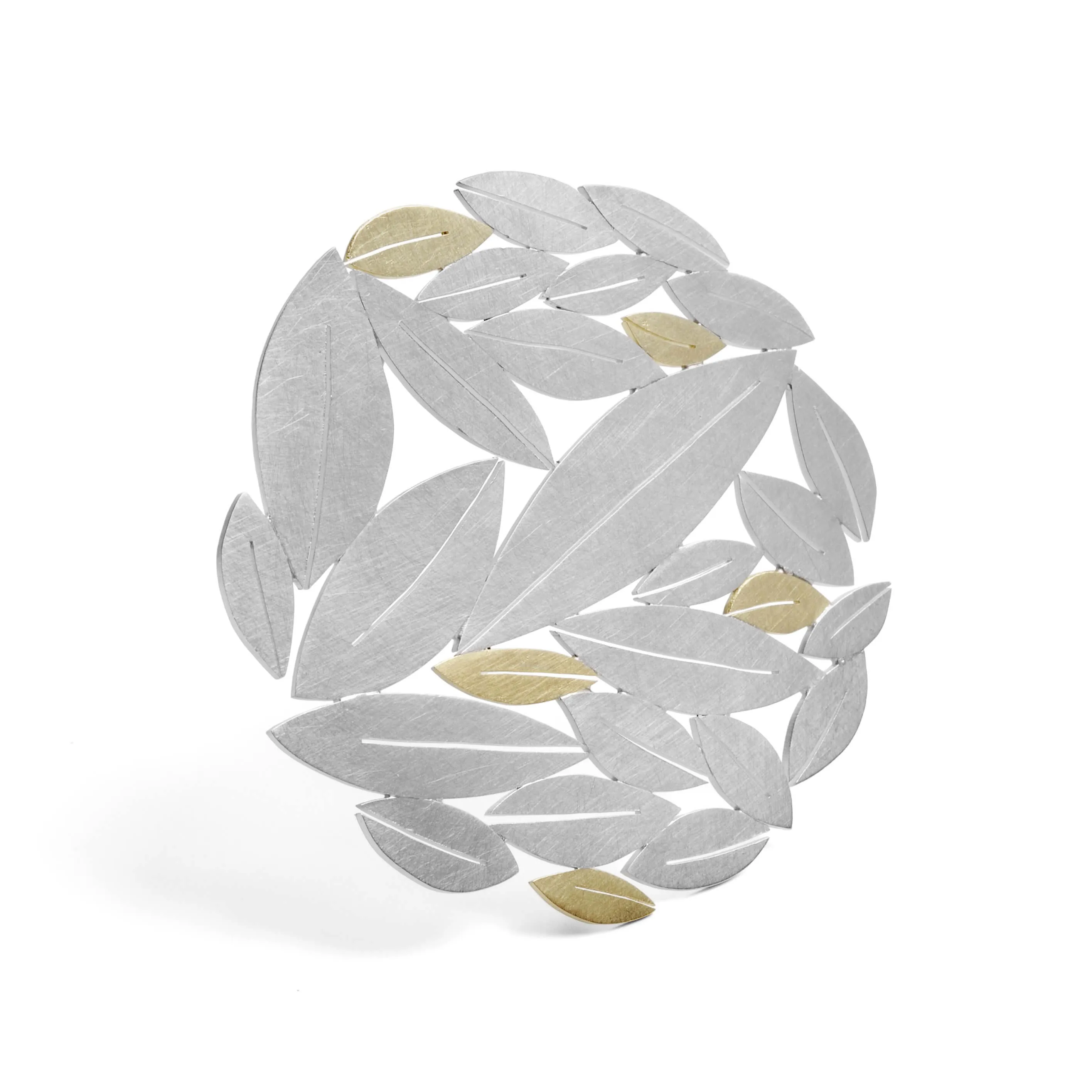 Silver and Gold Leaves Brooch