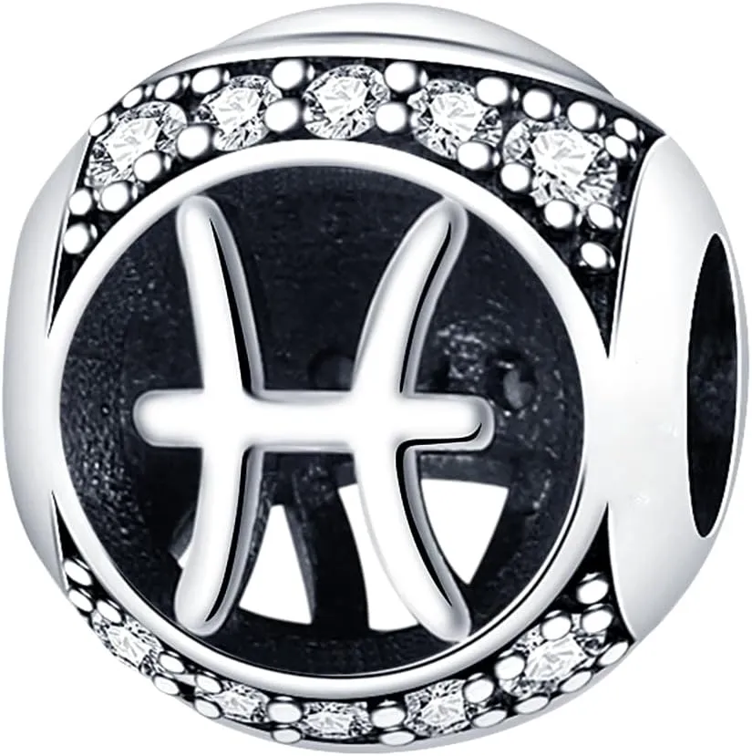 Silver Charms for Pandora Bracelets and Necklaces 12 Horoscope Pendant for Women Jewelry Gifts