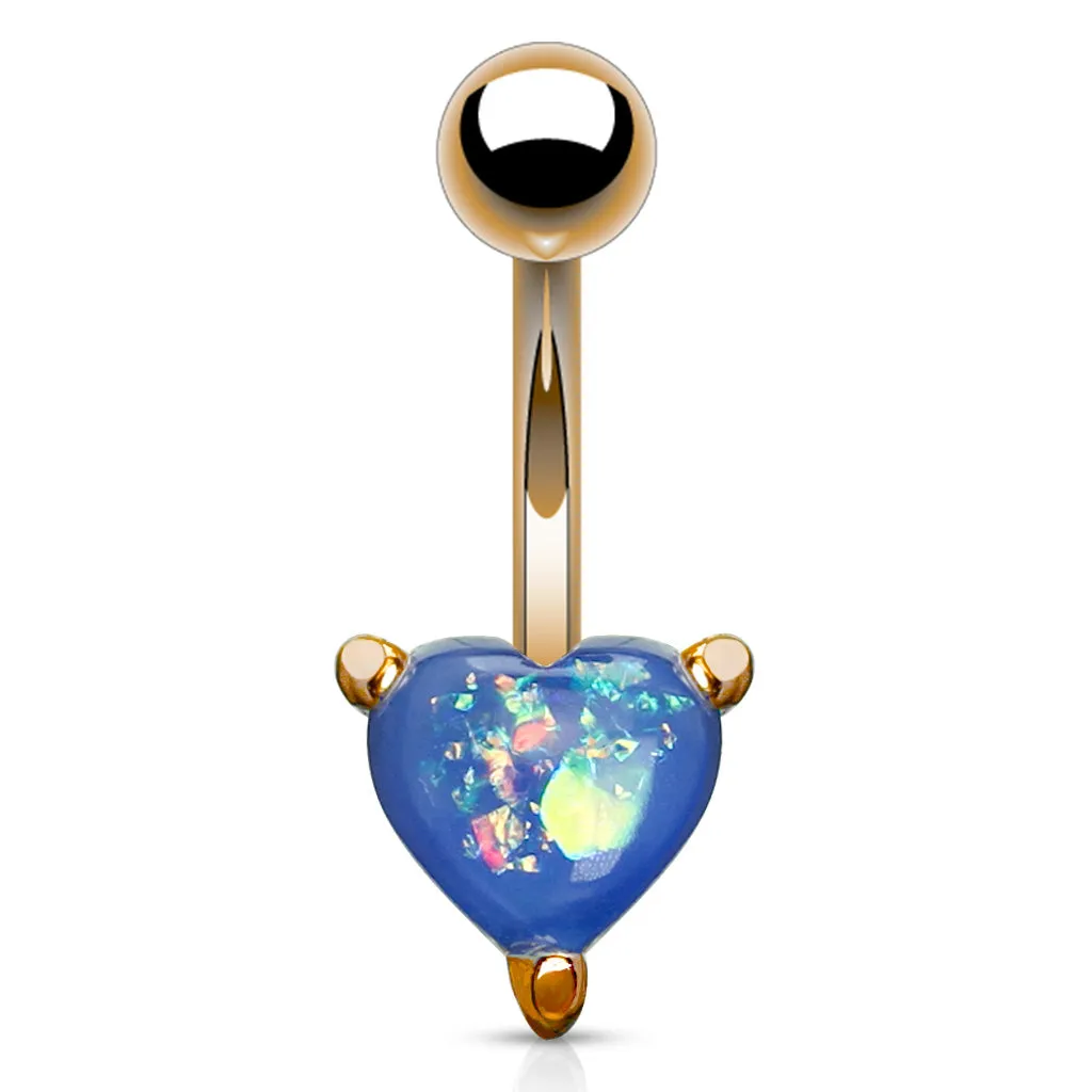 Solitaire Romeo Opal Belly Rings with Rose Gold Plating